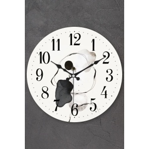 Ceas decorativ de perete Re-Bloom, plastic/sticla, alb/negru, 36 x 36 cm