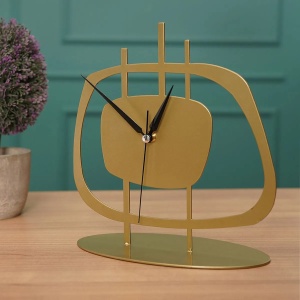 Ceas decorativ Re-Bloom, metal, auriu, 21 x 23 cm - Img 2