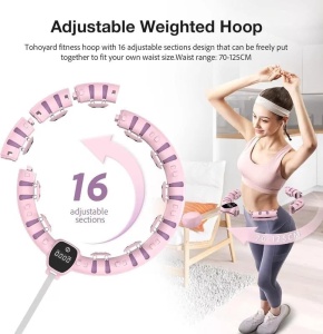 Cerc inteligent Bubbacare Hula Hoop,16 sectiuni detasabile, afisaj digital, roz, 121 cm - Img 3