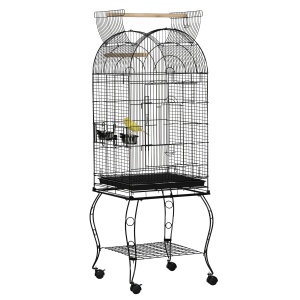 Colivie pentru pasari, metal/lemn, negru, 51 x 51 x 153 cm, Resigilat, Grad A