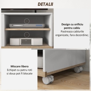 Comoda TV mobila cu 2 rafturi si usa Re-Bloom, PAL, alb/natur, 80 x 45 x 39.5 cm, Resigilat Grad A - Img 5