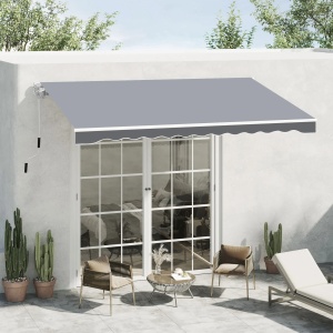 Copertina de soare manuala, poliester/aluminiu, 2.5m latime, extensie max 2m, unghi reglabil 5-45°, manivela Ø1.3x160cm, gri - Verificat A · Re-Bloom - Img 2