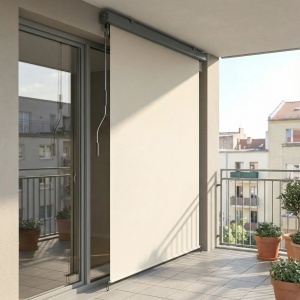 Copertina retractabila cu manivela, carcasa aluminiu, anti-UV, 250x160cm, Alb Crem/Gri inchis - Verificat A · Re-Bloom - Img 2