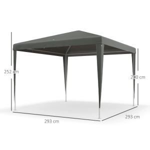 Cort de gradina portabil Re-Bloom, otel/PE, 293x293 cm, inaltime acoperis 252 cm, anti UV, 4 franghii + 8 tarusi inclusi, gri - Verificat A · Re-Bloom - Img 2