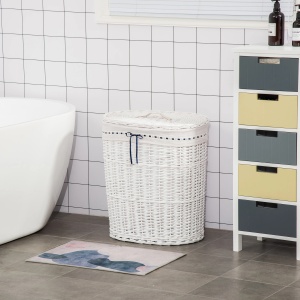 Cos pentru rufe cu sac detasabil Re-Bloom, ratan, alb, 51 x 38 x 57 cm, Resigilat, Grad A - Img 4