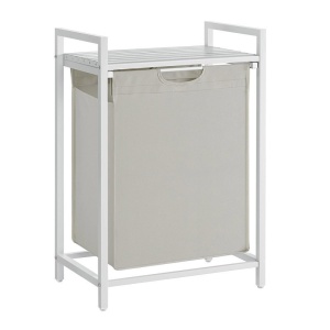 Cos pentru rufe Vasagle, otel/MDF/tesatura Oxford. alb/gri, 50 x 33 x 72 cm, Resigilat, Grad A