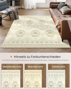 Covor Boho Songmics, poliester/TPR, bej, 160 x 230 cm, Resigilat, Grad A - Img 2