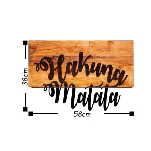Decor de perete Hakuna Matata Re-Bloom, lemn/metal, maro/negru, 58 x 38 cm - Img 3