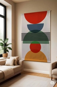 Decor de perete Re-Bloom, bumbac/poliester, multicolor, 100 x 140 cm - Img 3