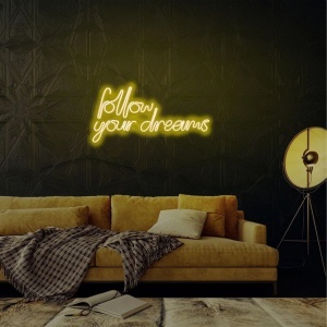 Decor de perete Re-Bloom, Follow Your Dreams, LED, PVC, alb/galben, 60 x 32 x 2 cm - Img 3