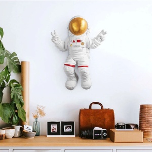 Decor de perete Re-Bloom, mode astronaut, poliester, alb/auriu, 35 x 10 x 47 cm - Img 4