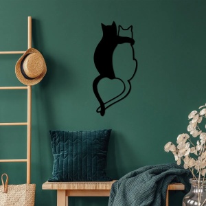 Decor de perete Re-Bloom, model pisici, metal, negru, 33 x 70 cm - Img 2
