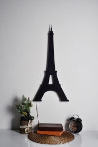 Decor de perete Re-Bloom, model Turnul Eiffel, LED, MDF, negru, 32 x 69 cm - Img 3