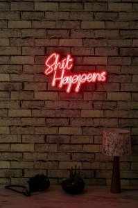 Decor de perete Re-Bloom, Shit Happens, LED, PVC, rosu, 45 x 2 x 29 cm - Img 3