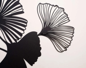 Decor perete model frunze, metal, 98x51 cm, negru - Verificat A · Re-Bloom - Img 3
