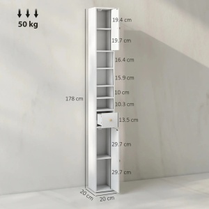 Dulap inalt pentru baie, placaj/MDF, alb, 20 x 20 x 178 cm, Resigilat, Grad A - Img 4