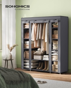 Dulap Songmics, metal/plastic/textil, gri, 150 x 45 x 175 cm, Resigilat, Grad A - Img 4