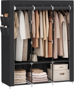 Dulap Songmics, otel/plastic/textil, negru, 130 x 45 x 167 cm, Resigilat, Grad A