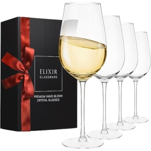 Elixir Glassware set 3 pahare vin cristal transparent, cu picior, 530 ml, suflate manual, Premium Hand-Blown - Verificat B · Re-Bloom