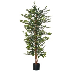 Ficus artificial Re-Bloom, PEVA/PE/ciment, inaltime 150 cm, vas diametru 17x14.5 cm, intretinere redusa, verde/maro - Verificat A · Re-Bloom