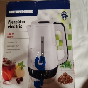 Fierbator Heinner HEK-17WH, 1.7 L, element incalzire inox, oprire automata, plastic, Negru/Alb, Resigilat, Grad A - Img 2