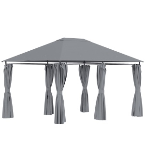 Foisor 3x4 m Re-Bloom, otel vopsit cu pulbere/poliester PA, 4x3x2.72 m, 6 perdele detasabile, stresina 1.92 m, gri/negru - Verificat A · Re-Bloom
