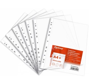 Folie protectie pentru documente A4, 60 microni, 100 folii/set, Optima Extra Wide - transparent, Resigilat, Grad A