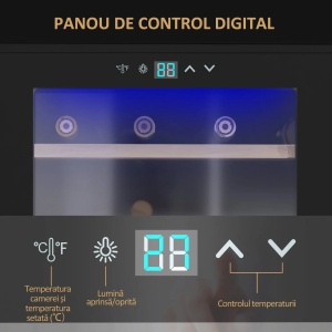 Frigider vin 24 sticle, 65L, control temperatura, rafturi detasabile, otel/sticla, Negru - Verificat A · Re-Bloom - Img 5