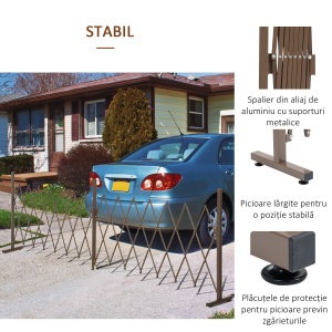 Gard extensibil autoportant Re-Bloom, aliaj aluminiu/otel, 405x31x103.5 cm, pliat 52x31x103.5 cm, maro inchis - Verificat A · Re-Bloom - Img 4