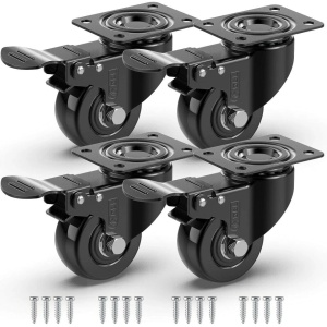 GBL set 4 roti cauciucate Heavy Duty cu frana, 50mm, 200kg, silentioase, sigure pentru toate tipurile de podea - Verificat A · Re-Bloom