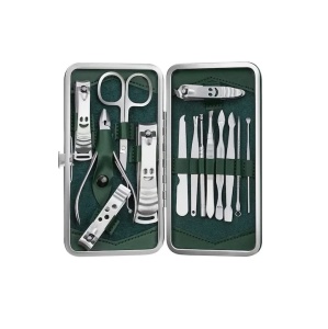 H&S trusa manichiura si pedichiura 14 piese, otel inoxidabil, foarfeca, clesti, taietor, husa depozitare, verde - Verificat A · Re-Bloom