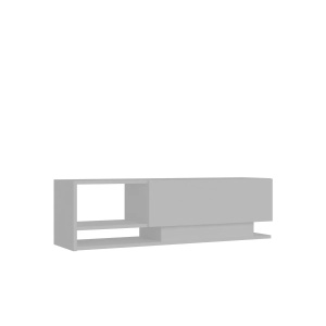 Hanah Home шкаф за телевизор за хол 120x35x31,8 см, ПДЧ 18 мм, множество рафтове, закрепва се към стената, бял - Проверено A · Re-Bloom