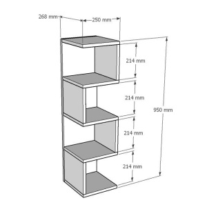 Hanah Home biblioteca, PAL melaminat, 27x25x95 cm, grosime 18mm, inaltime raft 21.4cm, alb - Verificat A · Re-Bloom - Img 4