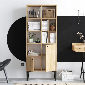 Hanah Home biblioteca, PAL melaminat, 60x30x175 cm, picioare 25cm, stejar safir - Verificat A · Re-Bloom - Img 3