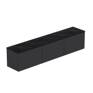 Hanah Home comoda TV living 160x35x32 cm, PAL 18mm, rafturi multiple, fixabil perete, antracit - Verificat A · Re-Bloom - Img 3