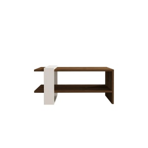Hanah Home masa cafea 2 niveluri 80x50x35 cm, PAL 18mm, depozitare suplimentara, nuc si alb - Verificat A · Re-Bloom