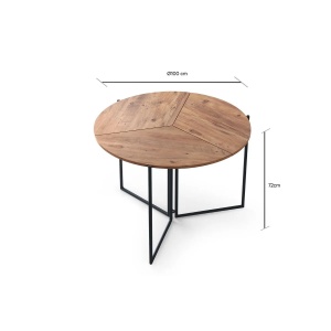 Hanah Home masa dining pliabila, PAL melaminat/picioare metal, 100x100x72 cm, capacitate 19kg, pin atlantic - Verificat A · Re-Bloom - Img 4