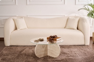 Hanah Home masuta de cafea, blat sticla/PAL, 75x35x75 cm, transparent/gri - Verificat A · Re-Bloom - Img 4