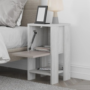 Hanah Home noptiera dormitor 30x50x55 cm, PAL 18mm, sertar pivotant, alb si moka deschis - Verificat A · Re-Bloom - Img 3