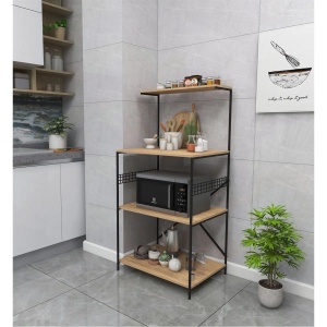 Hanah Home raft de depozitare, PAL melaminat/picioare metal, 60x45x124 cm, grosime 18mm, design industrial, negru/pin - Verificat A · Re-Bloom - Img 3