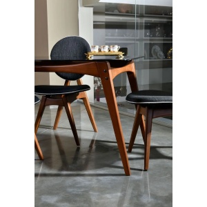 Hanah Home set 2 scaune dining 54x55x93 cm, carpen masiv, tapiterie in 100%, nuc si antracit - Verificat A · Re-Bloom - Img 4