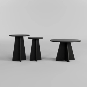Hanah Home set 3 masute de cafea, PAL melaminat, dimensiuni diferite, Negru - Verificat A · Re-Bloom - Img 3
