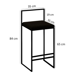 Hanah Home set 4 scaune de bar, metal 100% + spuma 22DNS, 35x35x84 cm, inaltime sezut 65cm, negru/crem - Verificat A · Re-Bloom - Img 6