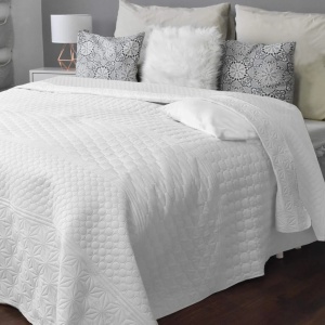 HOMELEVEL cuvertura pat/canapea reversibila, matlasata, poliester, 240x260cm, Alb - Verificat A · Re-Bloom