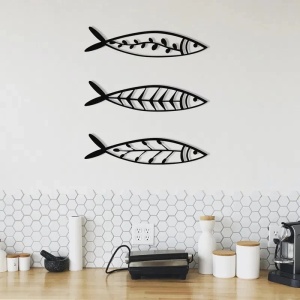 Karll set 3 pesti decorativi de perete, metal, 3x32x8 cm, design modern minimalist, negru - Verificat A · Re-Bloom - Img 2