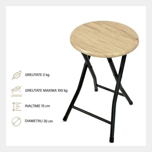 Kiwari Fab set masa bar + 2 scaune, MDF/metal, masa 90x45x74 cm + scaune Ø30x45 cm, capacitate 100kg/scaun, design compact, bej/negru - Verificat A · Re-Bloom - Img 3