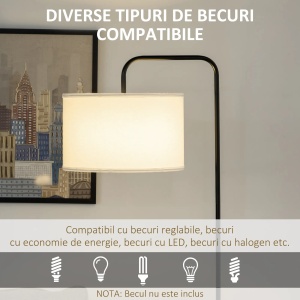 Lampadar arcuit Re-Bloom, otel/poliester, alb/negru, 64 x 38 x 163,5 cm, Resigilat, Grad A - Img 4