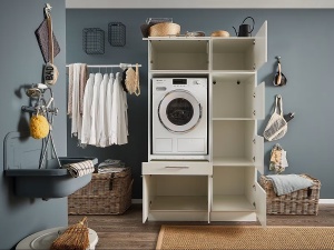 Laundreezy dulap suspendat baie 50x38x68 cm, 1 usa, PAL, reversibil, alb - Verificat A · Re-Bloom - Img 3