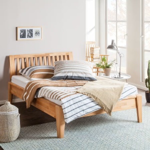LayaWOOD cadru pat 180x200 cm, lemn masiv fag uleiat, inaltime 92 cm, natur - Verificat A · Re-Bloom - Img 2