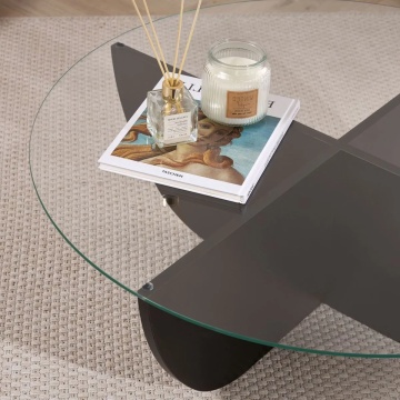 Liya masuta de cafea 90x90x30 cm, blat sticla securizata 100%, cadru PAL 18mm melaminat, wood black - Verificat A · Re-Bloom - Img 5